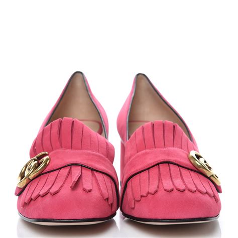 gucci fringe loafer pumps|Gucci suede loafers.